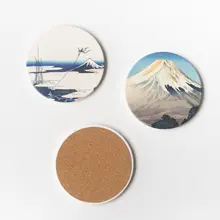 富士山デザイン 陶器製吸水コースター【水切れ良好・防熱機能付き】