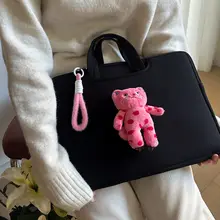 可愛いキャラクターのピンクドット猫デザインのノートパソコンバッグ【トート型・斜め掛け可能・通勤用】