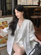 春夏用 全麻素材 レディースジャケット【カジュアルデザイン・ベスト・ハイウエストショートパンツ・パンツ】（セットアップ対応）