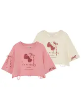 チェリーリボンTシャツ【ゆったりカジュアル・ショートスリーブ】