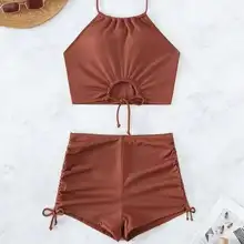 シンプルなデザインのビキニ水着【セクシーな背中開き・女性用】