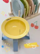 陶器製 ペット用飛碟型ボウル【首を守るデザイン・水と餌用・耳付き】