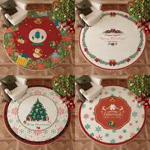 クリスマステーマの円形カーペット【リビング・寝室用・装飾マット】
