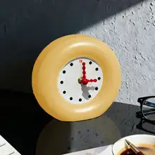 卓上時計 置き時計 静音 モダン シンプル イエロー 寝室 リビング 玄関 インテリア オブジェ