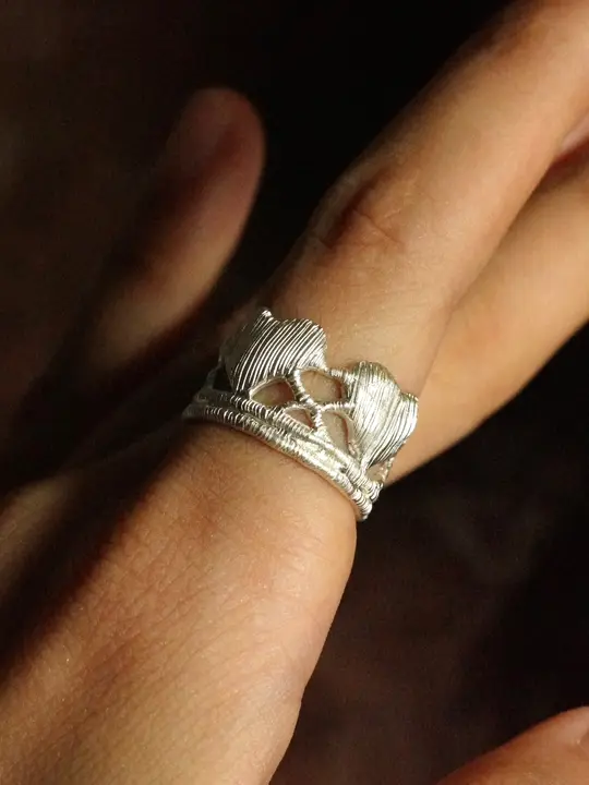 ハート型レースリング【手作り・S925シルバー・重ね付け可能】