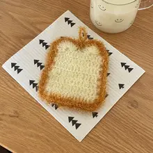 食器洗い用ふきん かわいい トースト 手フック 鍋を傷めない 両面 お手入れスポンジ 大型 厚手