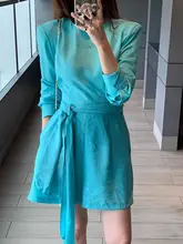 秋のレトロスタイル！ ユニークなデザインの長袖オールインワン【ウエストリボン・スリムフィット・フレアパンツ】（セットアップ対応）