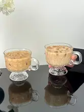 美しい宝石模様の取っ手付きガラスカップ【アイスアメリカーノ・コールドブリュー・飲料用】
