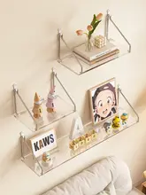 収納ラック 壁用 透明アクリル 壁掛け式 穴あけ不要 シンプルデザイン