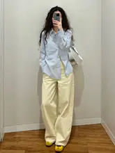 デニムパンツ レディース ハイウエスト ワイドストレート ヴィンテージ 着痩せ スタイルアップ オフホワイト 秋冬「trou noir」