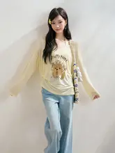 小犬プリントの長袖カーディガンTシャツ【感・万能デザイン】（セットアップ対応）