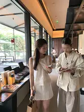 天絲刺繍レースキャミソールとスカートの夏向けセットアップ（セットアップ対応）