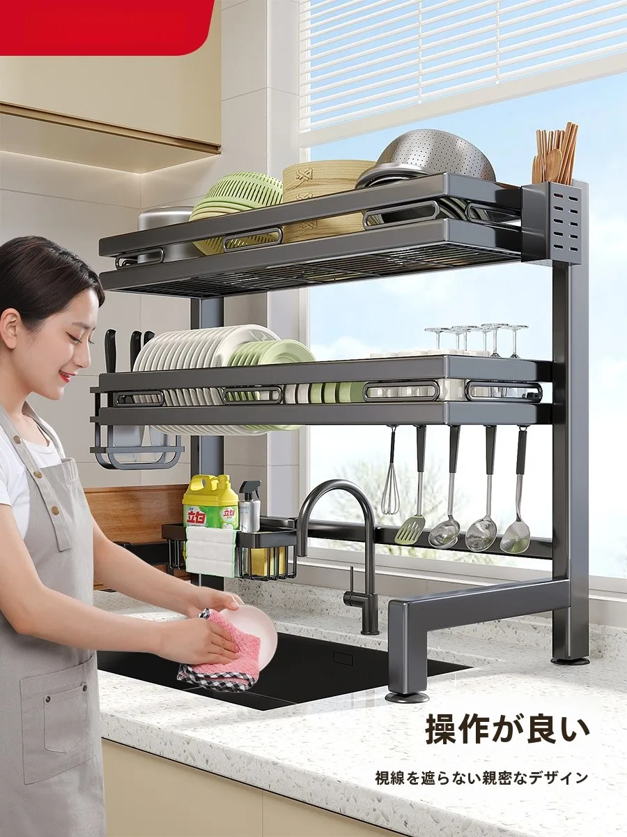 キッチン水槽用食器収納ラック：水切り機能付きL型角架の実用性と設置ガイド