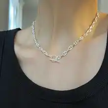 925純銀製 チェーンネックレス【OTフック・ミニビーズデザイン・鎖骨にぴったり】