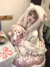 可愛らしい刺繍付き フード付きウサギ耳ケープコート【ロリータスタイル・云端绒ウサギ】