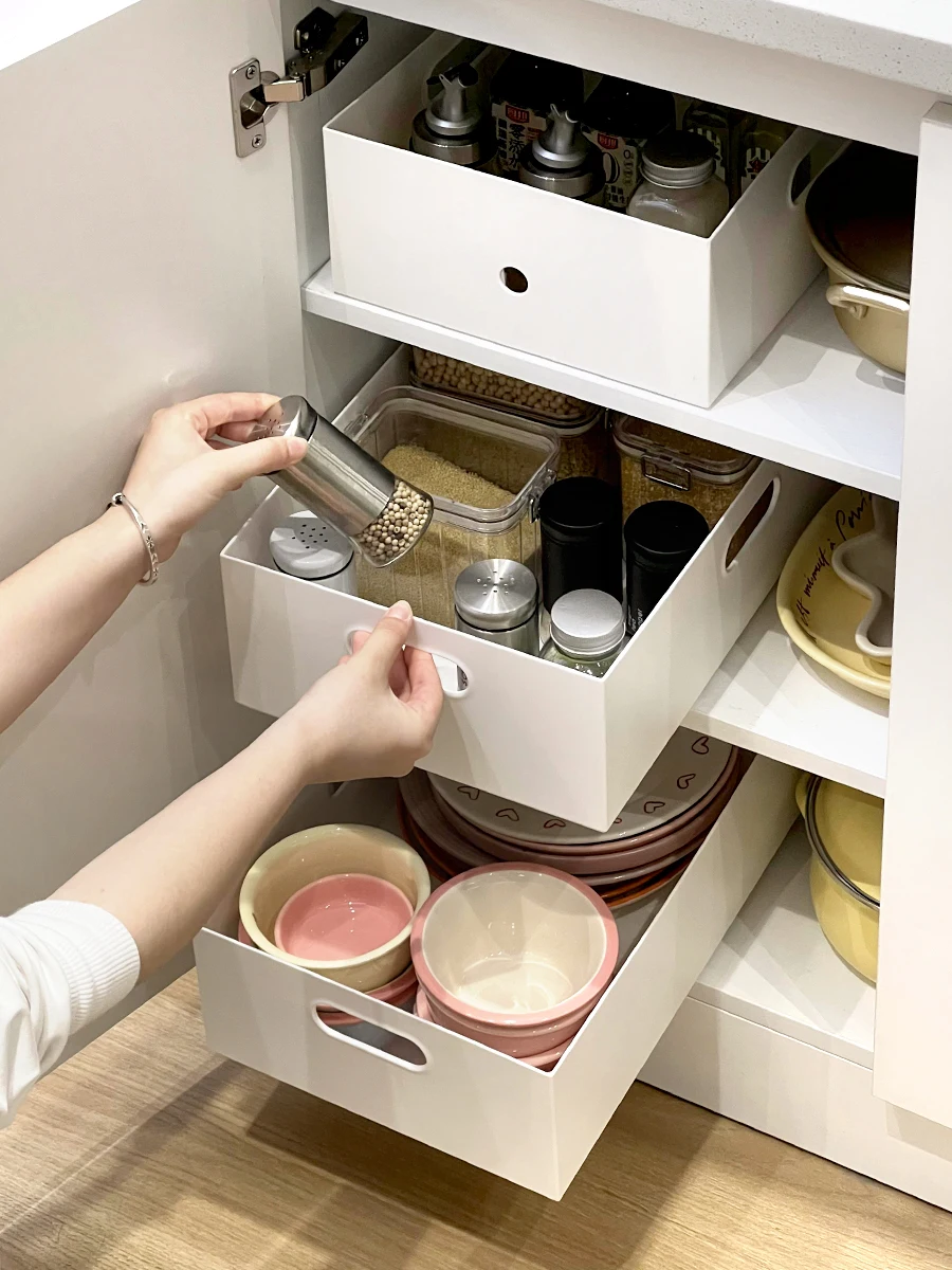 引き出し式キッチン収納ボックス：伸縮スライドレール付きのDIY設置ガイド