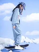 女の子用 秋服 デニムスタイルのスポーツウェア【トレンド・2点セット・秋の早い時期用】（セットアップ対応）