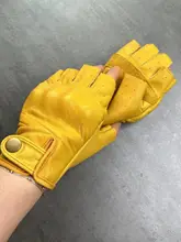 レトロバイク用ハーフフィンガーグローブ【男女兼用・牛皮・防摔・防滑】