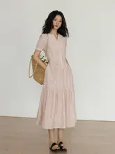 天絲刺繍入りの夏用フレアワンピース【リゾート・短袖・女性用】（セットアップ対応）