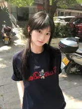 アメリカンレトロ風 刺繍デザイン 小熊の半袖Tシャツ【夏用・ゆったり・コットン製】