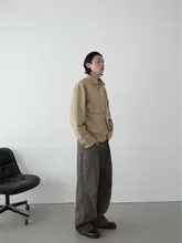 ヴィンテージ風ウォッシュ加工ストレートデニムパンツ  【ユニセックス・リラクシーフィット・ワイドレッグ・アーチデザイン】