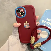 酒紅色の可愛いクマのスマートフォンケース【Xiaomi対応・柔らかいシリコン・耐衝撃】