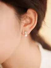 ピアス クリ  スタル パール アシンメトリー デザイン フレンチ風 ヴィンテージ 上品