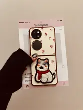 華為Pockets用 折りたたみ式スマホケース【小花柄・刺繍デザイン】