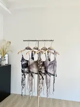 デザイン性の高いサマースリーブレストップス【レトロなタイダイ柄・不規則ヘム・夏のカ ジュアルスタイル】