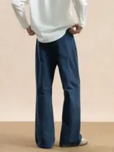 ブルーのフィットコットンデニムパンツ【ストレート・メンズ・秋用】