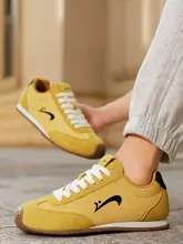 冬用 メンズカジュアルスニーカー【レトロデザイン・イエロー・アグランスタイル】