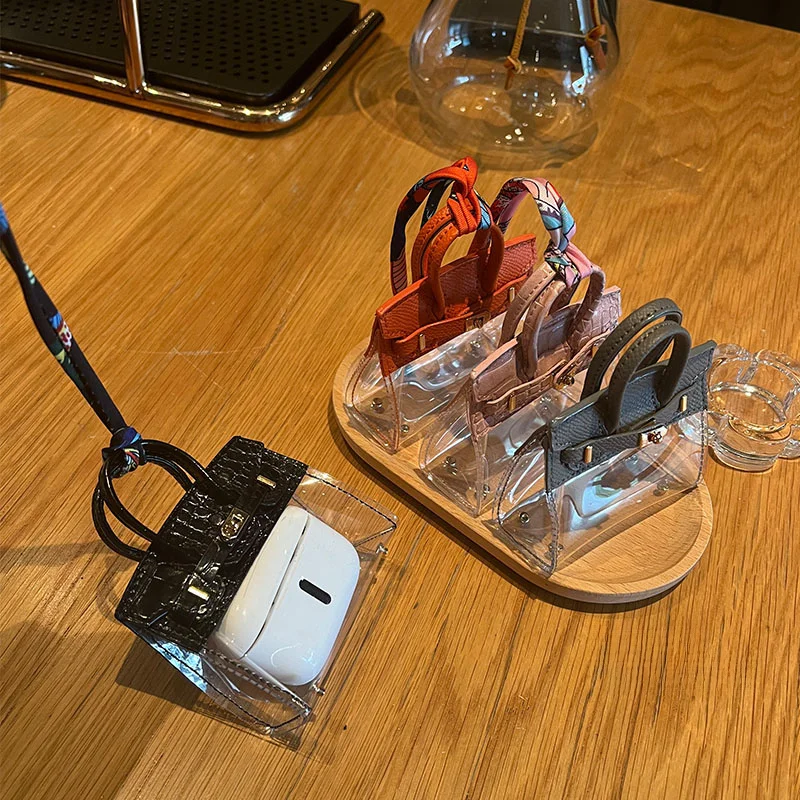 Hミニプラチナバッグ 車のキーケース【かわいいAirPodsケース・キーリング・女性用アクセサリー】