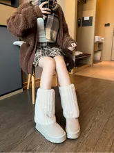 白色ハイカット厚底スノーブーツ【冬用・防滑・極上の柔らかさ・保温】