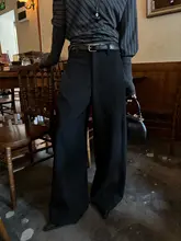 ブラックのドレープ感を持つウエストゴムパンツ【カジュアル・秋用・フィット・長め】（セットアップ対応）