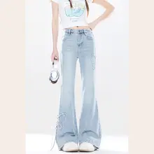 デニムパンツ【蝶のアップリケ・春秋用・スリムフィット・小柄向け】