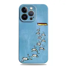 カートゥーン猫デザインのスマートフォンケース【全包対応・Appleおよびその他機種用】