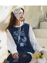 カジュアルプリントデザインの重ね着風トップス【春用・タンクトップ・シャツ】（セットアップ対応）