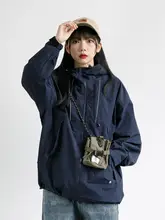 アウトドア ワークジャケット フード付き 大きなポケット 男女兼用 ゆったりした 短いジャケット