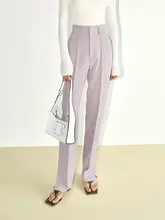 ロングパンツ ハイウエスト レディース ドレープスーツパンツ ストレート スリムパンツ