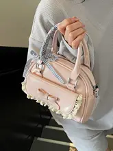 リボンデザインのトートバッグ【斜め掛け・高級感あるボウリングバッグ】