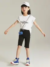 女児用 夏用 カジュアル スリムフィット 半袖デニムパンツ【ショートパンツ・多用途】