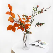 フェイクフラワー 秋の葉の枝 家庭装飾 花瓶 ブーケ 温かみがある ワインレッド ヴィンテージ
