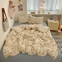 春夏用 カートゥーン柄全棉ダブルガーゼ寝具類【学生向け・シンプルデザイン・三点セット（セットアップ対応）】