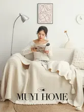 レトロ大ラグフリンジ付きフリースブランケット【秋冬用・厚手・リビング・ベッドサイド用】