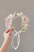 可愛らしいデザインの女の子用花冠【公主スタイル・リボン付き・ヘアバンド】