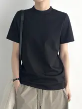 ローマコットンTシャツ【レディース・半袖・ハイネック・ゆったりデザイン】