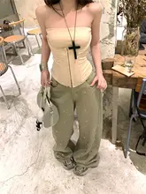 デザイン性のあるビジュー付きデニムパンツ【夏用・ハイウエスト・ストレート・ワイドレッグ】（セットアップ対応）