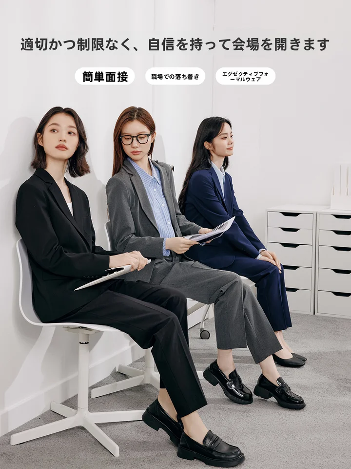グレーのビジネスジャケット【女性用・面接・小柄向け・上品なデザイン】（セットアップ対応）