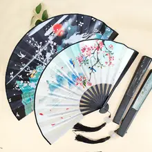 古風デザインの扇子【中国風・舞扇・シルク布・サスペンダー付き】
