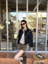 デニムジャケット【女性用・ショート丈・おしゃれデザイン・重ね着風】（セットアップ対応）